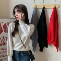 在飛比找momo購物網優惠-【D.studio】韓版寬鬆半高領慵懶毛衣(針織上衣毛衣長袖
