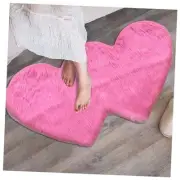Fluffy Rug, Two Heart-Shaped Carpet, Soft Fluffy Runner Rug, Modern Pink