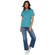 Replay Womens Basic Tee Shirts Hip Logo Lt Cotton Blue