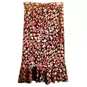 Anthropologie NWT Eva Franco Leopard Midi Skirt $128 Ruffle Velvet Pencil Fitted