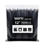 Black Zip Ties 12" - 1000 Pack 40lb Heavy Duty Cable Ties for Indoor/Outdoor