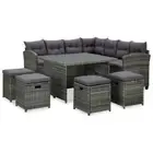 Stylish Lounge Set 6 Pcs Poly Rattan Modular Outdoor Sofa With Cushions Grey