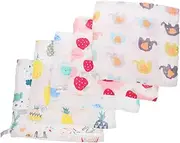 ANDRESLAD 5Pcs Soft Cotton Nursing Towel Facecloths for Boy Girl Handkerchiefs Absorbent Quick Dry Washcloths for Bathing and Feeding