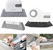 3-Piece 2-in-1 Groove Cleaning Brush Window Track Cleaning Tool with Hidden Scraper for Sliding Door Tracks, Blinds, Window Gaps, Kitchen Sink Cleaning(Grey)