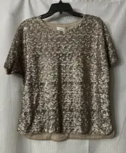NWT White Label The White Company Womens Stretch Sequin Short Sleeve Top Size 10