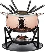 Artesà Fondue Set with 6 Stainless Steel Forks and Bowl, Ceramic Bowl, Metal Stand and Dual Fuel Burner, for Chocolate, Cheese or Meat