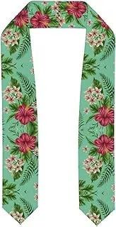 [SKKNT] Hawaiian Tropical Leaves Flowers Print Graduation Shawl Stole For Academic Commencements Honor Sash Congratulations Gift