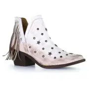 Corral Circle G Ladies White Studs & Fringe Ankle Booties (7)
