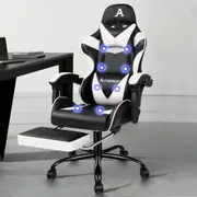 ALFORDSON Gaming Chair Office Massage Computer PU Leather Black & White