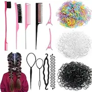 1510Pcs Small Hair Rubber Bands with Hair Loop Styling Tool Colorful Mini Hair Elastics with Topsy Pony Tail Hair Tool Hair Braiding Tools for Girls Kids Hair Styling Accessories Kit