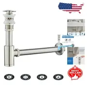 Premium Sink Drain Kit with Overflow - Brushed Nickel & Adjustable Bottle Trap