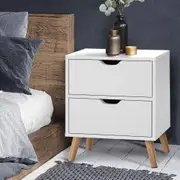 2 Drawers Artiss Bedside Table Side Table - BODEN White