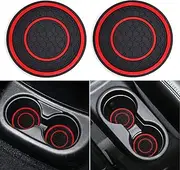 Auprite Car Cup Holder Coasters, 2 Pack Universal Auto Anti Slip Cup Holder Insert Coaster, Car Interior Accessories (Red)