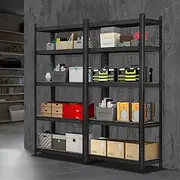 Sharptoo Storage Shelf Garage Rack Shelving Units Racking Warehouse Shelves Steel 1.5m 2PCS Black