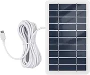 2W 5V Portable Solar Charger Solar Panel Charger for Camping with Micro USB Plug for Charging Mobile Phones Fans Light Home Camera Black One Size