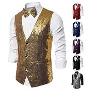 Retro Vintage 1920s Vest Waistcoat Bow Tie The Great Gatsby Gentleman Slim Fit Men's Masquerade Event / Party Business / Ceremony / Wedding Bachelorette Party