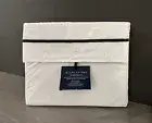 Ralph Lauren Palmer Percale QUEEN FLAT SHEET Organic Cotton White Loft Grey