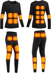 [IMYOGI] Cozy Heated Underwears Suit, 28 Heating Zones 3 Gear Temperature Electric Thermal Base Layer Shirt and Pant for Man Woman