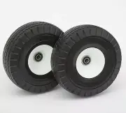 10" Flat Free Tire | Two Pack Wagon/Cart Wheels | Size 4.10/3.50-4 | 5/8 Bearing