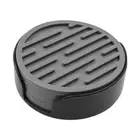 Set of 6 Silicone Coasters with Holder Gray Round Drink Coasters Striped