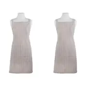 2PK Davis & Waddell Taste Butcher Apron 80x70cm - Taupe/White Stripe