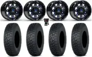 Fuel Lethal 14" Wheels Blue 28" Tenacity XNR Tires Polaris RZR Turbo S / RS1