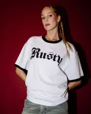 Bedazzled Rusty Ringer Tee