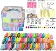 60 Color Polymer Modeling Clay Kit(1oz/pc) Sculpture Tools, Non Sticky&Non-Toxic
