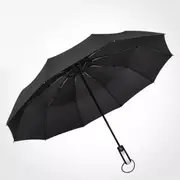 Automatic Umbrella Auto Open Close Compact Folding Anti Rain Windproof 10Ribs Black