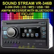 SOUND STREAM VR-346B DOUBLE DIN AM/FM CD BLUETOOTH USB SD CAR STEREO RADIO NEW!