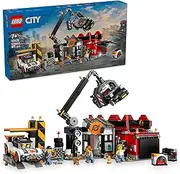 LEGO City Scrapyard with Cars Toy for 8+ Year Old Boys & Girls, Construction Vehicle Kit with Crane, 2 Kids Toy Cars and 4 Minifigures, Building Set for Creative Role Play 60472