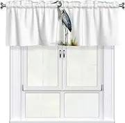 LHBWCVN Long-beaked Heron Valances for Windows, Rod Pocket Window Treatment Drapes Farmhouse Kitchen Curtains Short Blackout Window Curtains for Living Room Bedroom Decor 54x18 Inch