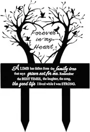 Garden Stake Graves Cemetery Decorations Metal Memorial Grave Markers Family Tree Graveyard Commemorative Plaque for Dad Mom Remembrance Plaque Stake Sympathy Graveside Decor Sign for Outdoor