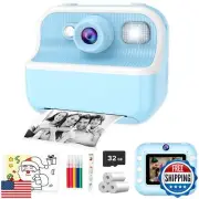 Kids Camera Instant Print Toys for Boys Girls Age 5-12, 1080P Print Selfie Ph