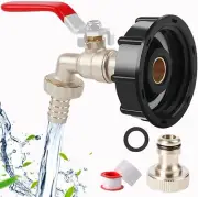 275-330 Gallon 1/2" IBC Tote Valve Water Tank Adapter 2" w/ Hose Connections