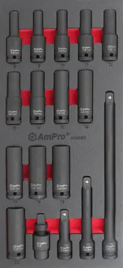 Ampro 1/2" Drive Metric Impact Socket Set 17 Piece AS6660