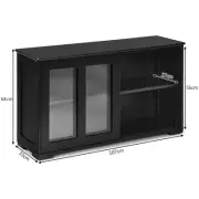 Adjustable Kitchen Sideboard with Sliding Glass Doors and Stackable Design
