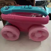 MEGA BLOKS Fisher-Price Blue Block Scooping Wagon Building Toy (21 Pieces)-PINK