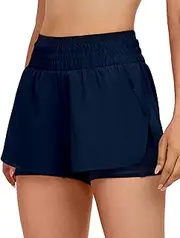 [BMJL] Women's Running Shorts High Waisted 2 in 1 Gym Shorts Side Split Wide Waistband Athletic Shorts