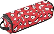 [sanluoli] 2 in 1 Hair Tools Organizer with Heat Resistant Pad Large Capacity Hair Straighteners Organizer Happy Halloween Red Eyes Portable Travel Essentials