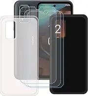 [LCEHTOGYE] Case for Nokia XR21 + 3 Pcs Tempered Glass Screen Protector, Slim Translucent + Black Soft TPU Bumper Protective Phone Case Cover for Nokia XR21 (6,49")