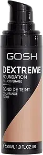 GOSH Dextreme Full Coverage Foundation 30 ml I Liquid Moisturising Makeup for Flawless Complexion I Vegan Face Makeup with High Coverage I Cover Pimples & Dark Circles (004 Natural)