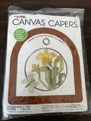 VTG 1981 Shimmer-Ring KIT LILY & BUTTERFLY Canvas Capers 315 Leisure Arts NOS