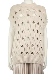 Beige Open Knit Vest