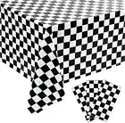 3 Pcs Black & White Premium Plastic Checkered Tablecloths Picnic Table Covers, 5