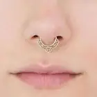 14K Yellow Gold Septum Ring with Clicker 16g Nose Hoop Piercing Gift for Women