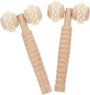 BESTYASH 2pcs Wooden Roller Massager for Deep Tissue Relief Handheld Tool for Neck Back Body Massage Natural Wood Design for Muscle Relaxation for Home Use