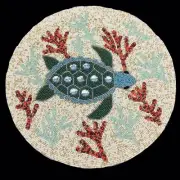 x4 Nicole Miller Sea Turtle Beaded Placemat Set Green Ocean Coral Beach Designer
