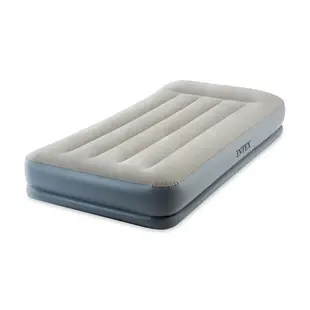【INTEX】舒適雙層內建電動幫浦(fiber tech)單人加大充氣床墊-寬99cm-有頭枕 (64115ED)