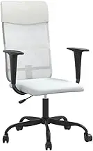 vidaXL Office Chair - Adjustable Height, Swivel Design with Rolling castors, Breathable Mesh Fabric and Faux Leather, Ideal for Office - White